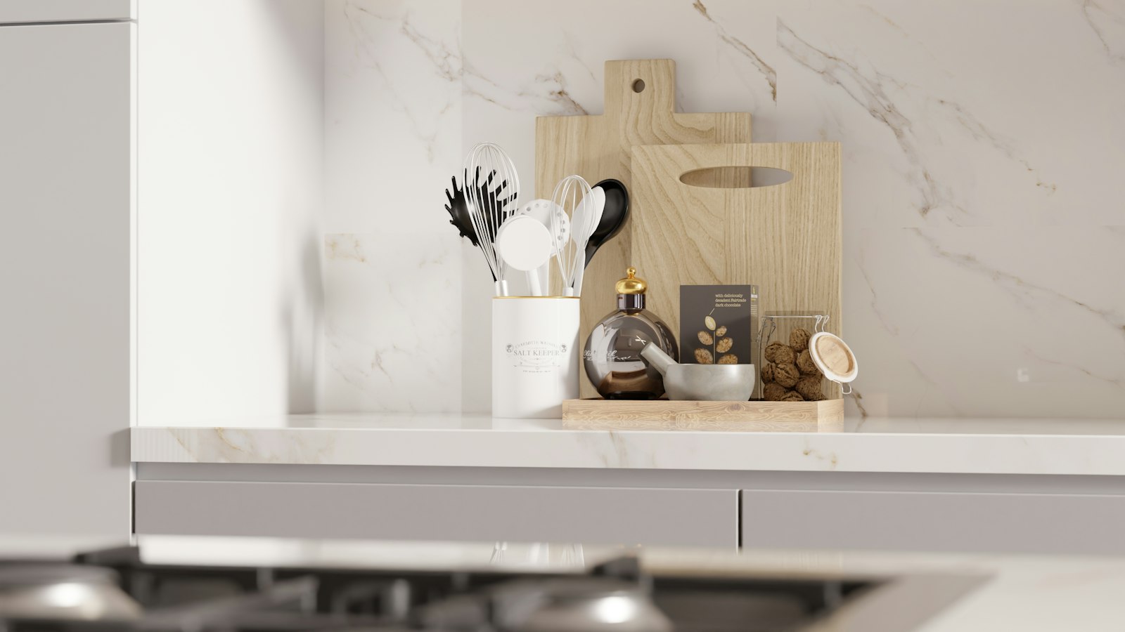 Modern kitchen with everyday home essentials